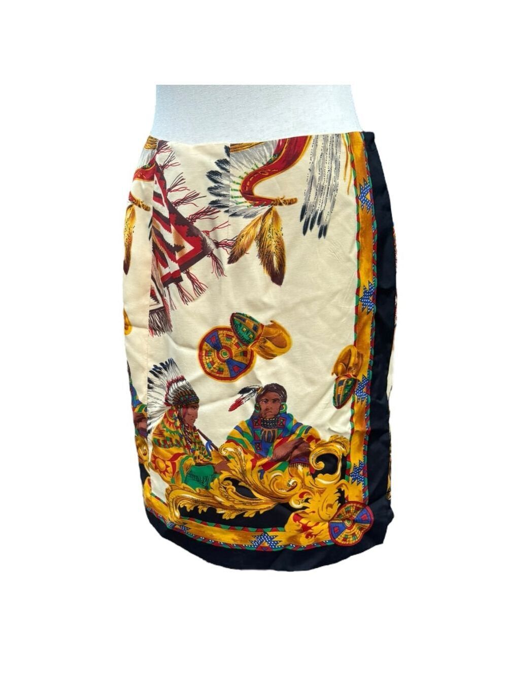Vintage Preston & York Native Print Pencil Skirt 6 Bold Western Boho Statement